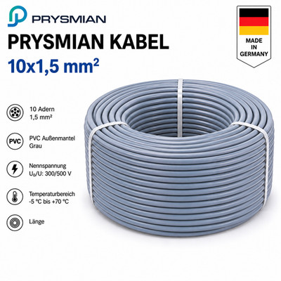 Prysmian Kabel 10x1,5 mm²   16 Meter   Steuerleitung / Installationsleitung