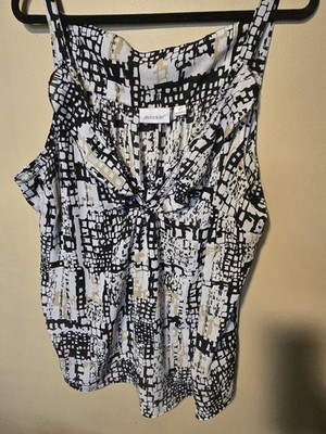 Avenue Abstract Multicolor Ruffle Sleeveless Plus Size Blouse Sz 26/28 Women s