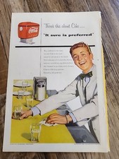 Vintage 1954 Coca-Cola Print Ad Nat Geo Back Cover Soda Jerk Diner Dispenser