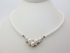 14k Vintage Pearl Necklace Natural Diamonds Real Princess Wedding Gift 16" N430