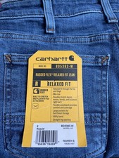 Carhartt Women  s Rugged Flex Jeans Size 2 Regular Relaxed Fit BD5383-W NWT