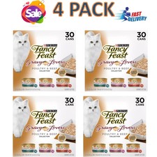 120 CanS/4PCS-Fancy Feast  Gravy Lovers Wet Cat Food - Poultry  Beef, 30 Count