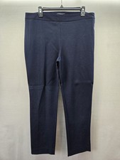 Lands End Mid Rise Slim Leg Dress Pants Trousers Sz 14 Navy Blue Stretch