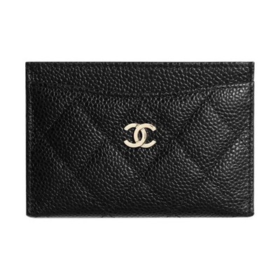 CHANEL Diamond Grid Gold Buckle Card Bag Unisex Couple Style 4.4x0.1x3 in