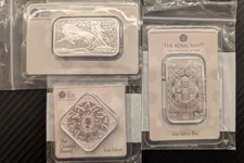 Lot of 3 Royal Mint 2025 Silver Bars In Blister! Una+Gothic Crown+Queens Beast!