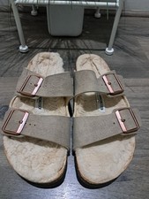 EUC Birkenstock Arizona Shearling Desert Dust Gray Taupe Sz 8