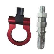 Car Front Bumper Tow Hook, Waterproof Screw-on Trailer Pull Ring, Car Red