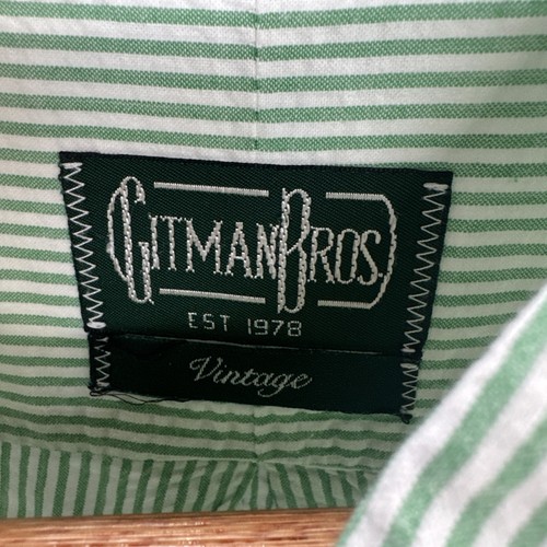 Gitman Vintage Seersucker Shirt XL Green Striped Long Sleeve Button Down USA - Picture 5 of 16