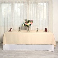 Beige 72x120 RECTANGLE POLYESTER TABLECLOTH Wedding Catering Dinner Supplies