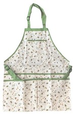 GARDENING APRON WITH WATERPROOF BACKING. ADJUSTABLE 5 POCKETS. BEE PRINT.