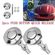 Push Button Quick Release Hood Bonnet Pin Lock Clip Car Bumper Latch Silver 2PCS