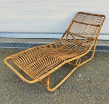 Chaise Longue RATTAN VIMINI BAMBU x SET GIARDINO Design Anni 60 SEDIA SDRAIO