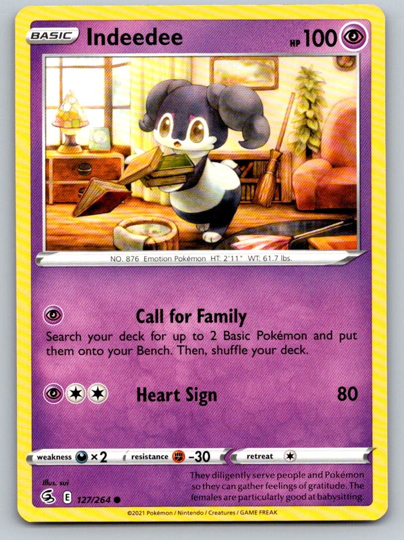 Indeedee 127/264 Common SWSH08: Fusion Strike Pokemon Near Mint