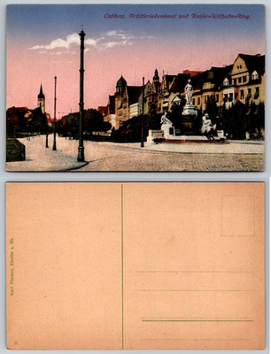 #ad Koblenz Artillery Monument Kaiser Wilhelm Ring Germany Postcard c1900s $1.99