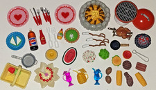 VTG Barbie Fun Fixin Kitchen Littles miniature Food METAL GRILL BBQ picnic LOT