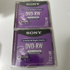 2 Sony Handycam DVD-RW 30min 1.4GB Single Sided Disc New Re-recordable Purple