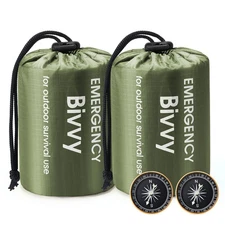 Emergency Sleeping Bag, 2 Pack Portable Thermal Bivy Sack, Waterproof Lightweigh