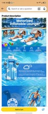 Rechargeable Motorized Pool Float Inflatable Pool Lounger for Adults Dual Motors