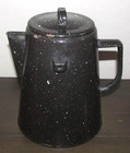 Vintage Black White Speckled Enamelware Coffee Pot 10 Cup Camping Cowboy Coffee — photo 1