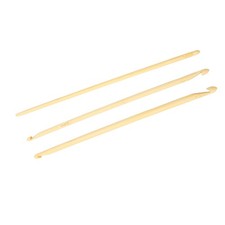 B-3Pcs Bamboo Tunisian Crochet Hooks Double Ended Set For Yarn Knitting Sewing