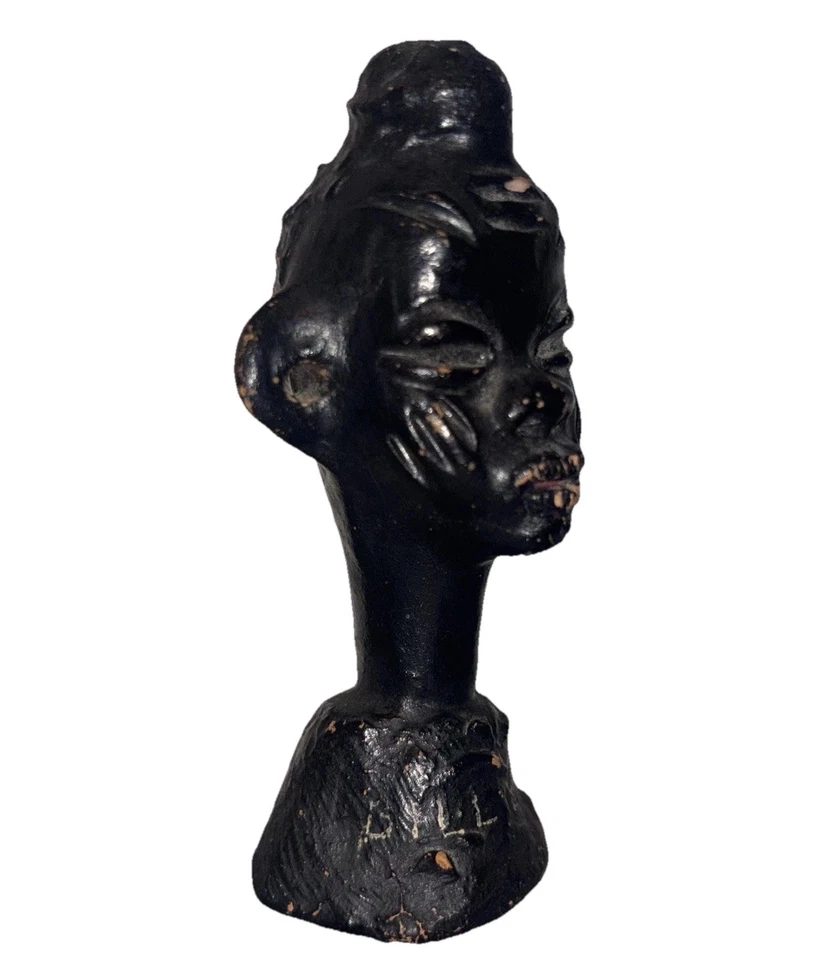 1903 BILLIE Italy Bust Antique Original Vintage Signed African Ebony Nubian Moor - Image 2 of 4