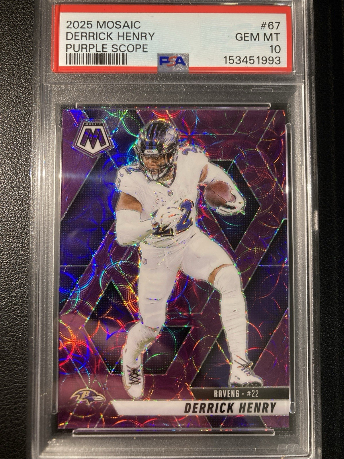 PSA 10 2025 PANINI MOSAIC | PURPLE SCOPE DERRICK HENRY 67