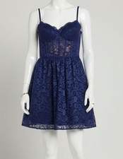 Morgan and Co Women's Blue Lace Corset Mini Skater Juniors' Dress Size: 3