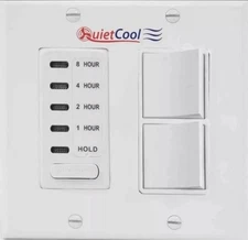 NEW QuietCool Combo 3 Speed Control Switch & 8 Hour Timer with 2-Gang Wall Plate