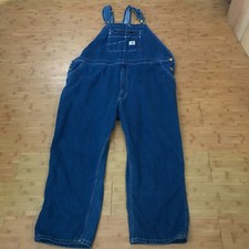 Carhartt Loose Fit Denim Bib Overalls Men 44 Blue Chest Zip Pocket Dark Wash