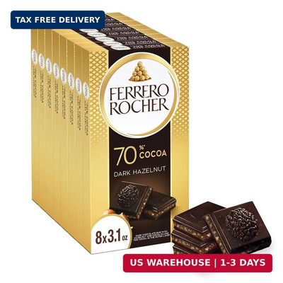 Ferrero Rocher premium chocolate Dark chocolate bar, Hazelnuts Cocoa 3.1 oz each