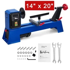 Benchtop Wood Lathe 14" x 20" 400W Power Wood Turning Lathe Adjustable Speeds