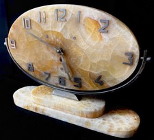 Original Vintage KIENZLE - DESK CLOCK - ART DECO - MARBLE - STONE - 1930s