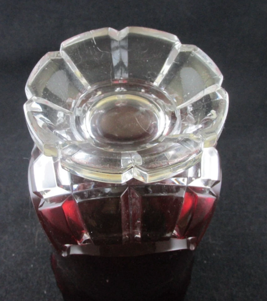 1880S DUNCAN RUBY STAINED CLEAR GLASS CELERY VASE SWAG BLOCK 6.5IN EAPG ANTIQUE - Image 4 of 4