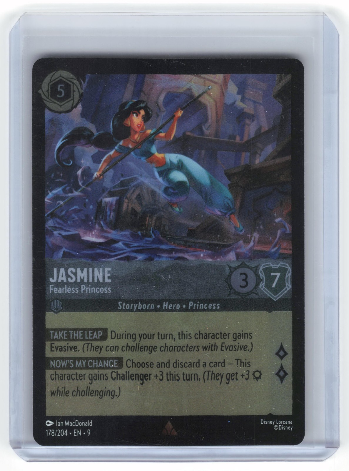 2025 Lorcana Jasmine, Fearless Princess Fabled Rare Cold Foil #178/204 Near Mint