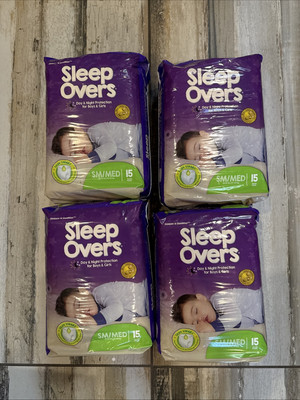 4 pack 60 Ct Cuties Sleep Overs Youth Underwear SM/MED 38-65 lbs