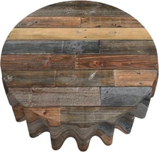 Giwawa Wood Grain Round Tablecloth, Rustic Wooden 60" (Round), 