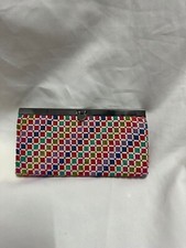 Wallet Embroidered Clutch Multicolor Beautiful Handmade Special Piece Zig Zag
