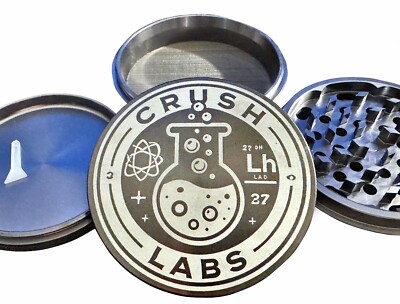 CRUSH LABS 4PC 4''-Inch (100mm) Aluminum Herb Grinder   GUNMETAL Anodized Quality