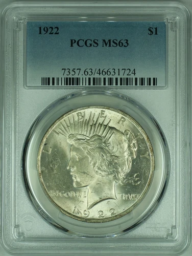 1922 Peace Silver Dollar S$1  PCGS MS-63   (37C)