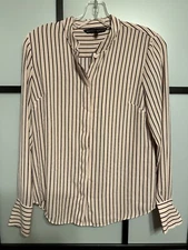 White house black market button down blouse striped pink Women Size 2