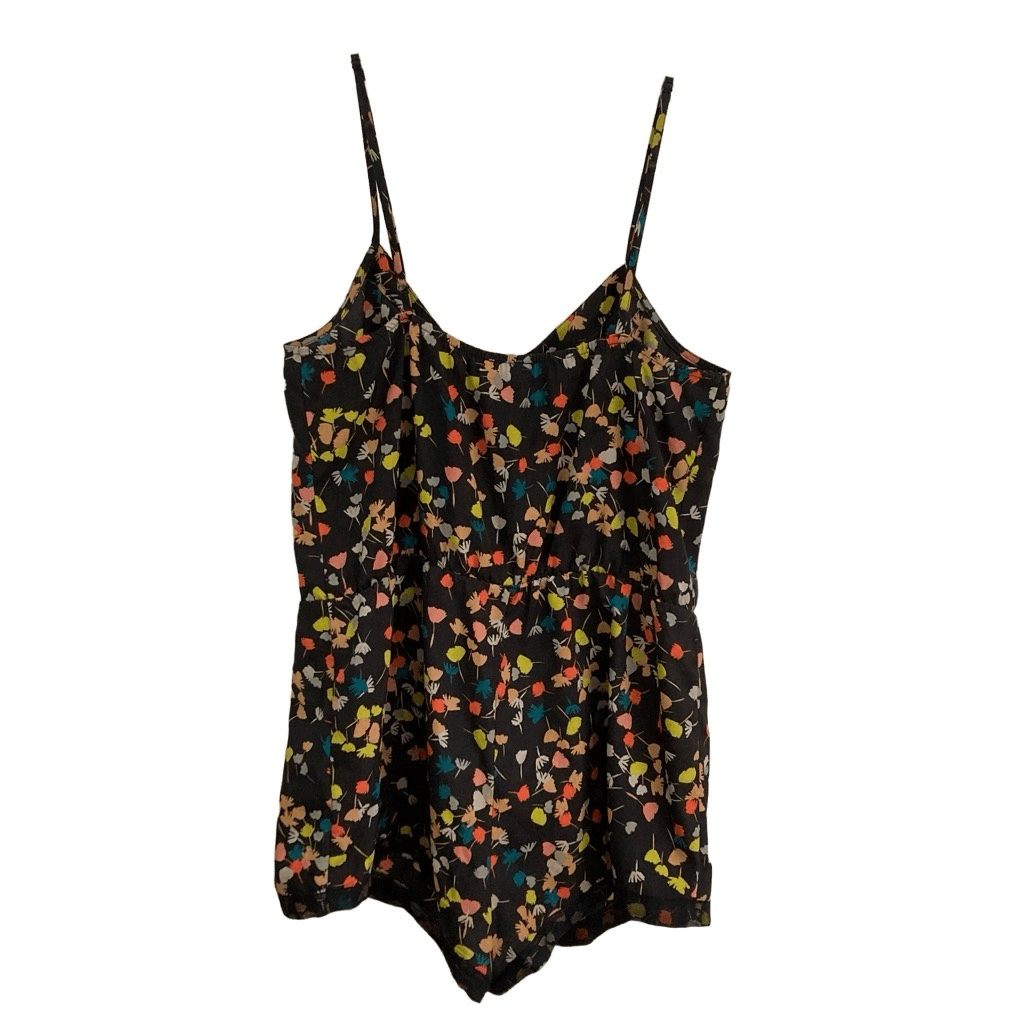Urban Outfitters Kimchi Blue Black Floral Button Front Baby Doll Romper womens M