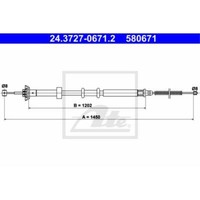 ATE Handbremsseil Bremsseil Hinten Rechts FüR Ford KA RU8 24.3727-0671.2