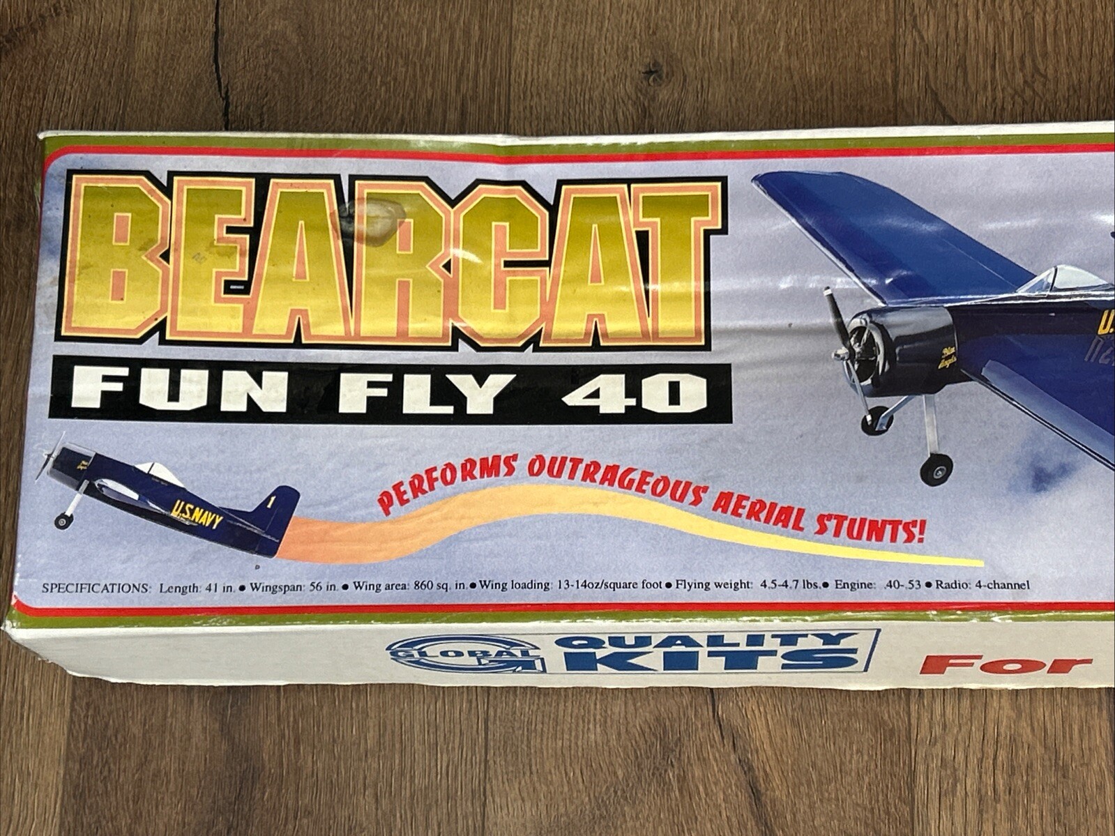 Vintage Global quality Balsa Wood kit Bearcat Fun Fly 40 New In Box Rare Us Navy
