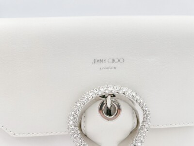 JIMMY CHOO Madeline Crossbody Latte Crossbody Bag with Swarovski