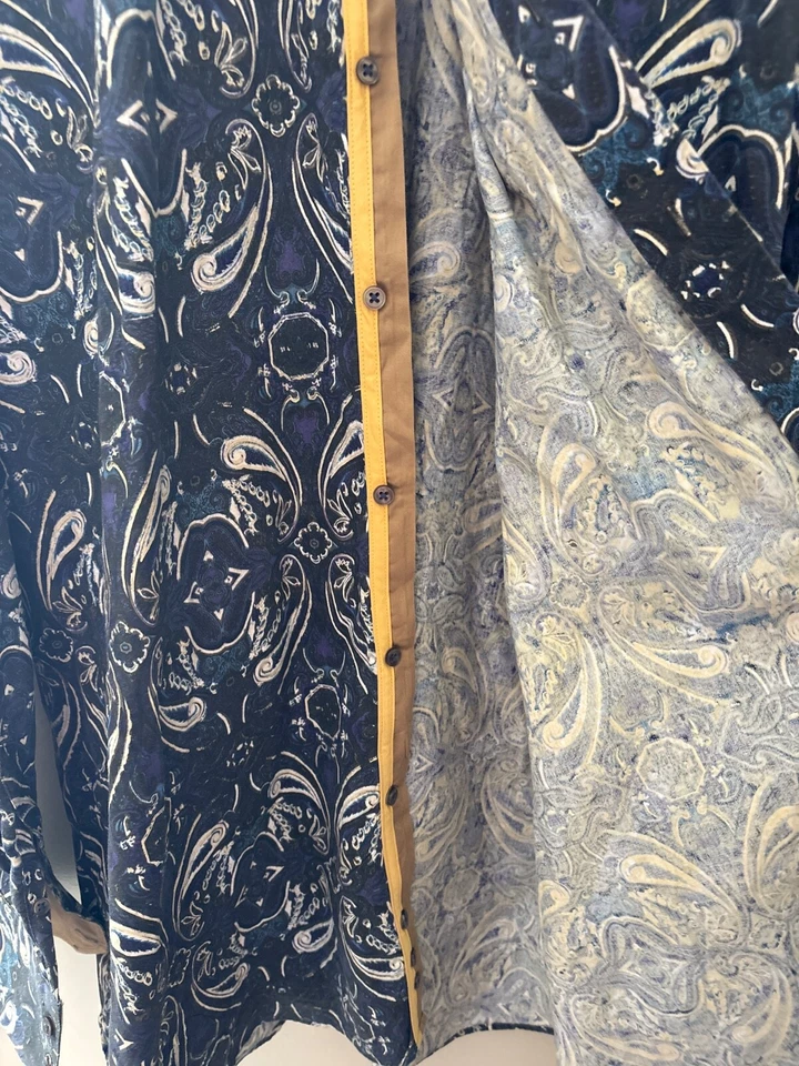 Camisa de vestir de cachemira AXXESS 100 % algodón cuello alto azul 4XL para hombre Foto 4 de 4