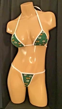 Green Bay Packers Football Fan Gift Thong Bikini D cup top Large  Made In USA