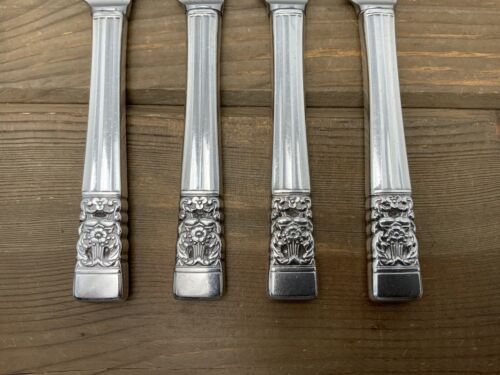 Set 4 Coltelli Cavi Incoronazione Targa Comunità 9,5” Oneida Silverplate 1936 - Foto 4 di 12