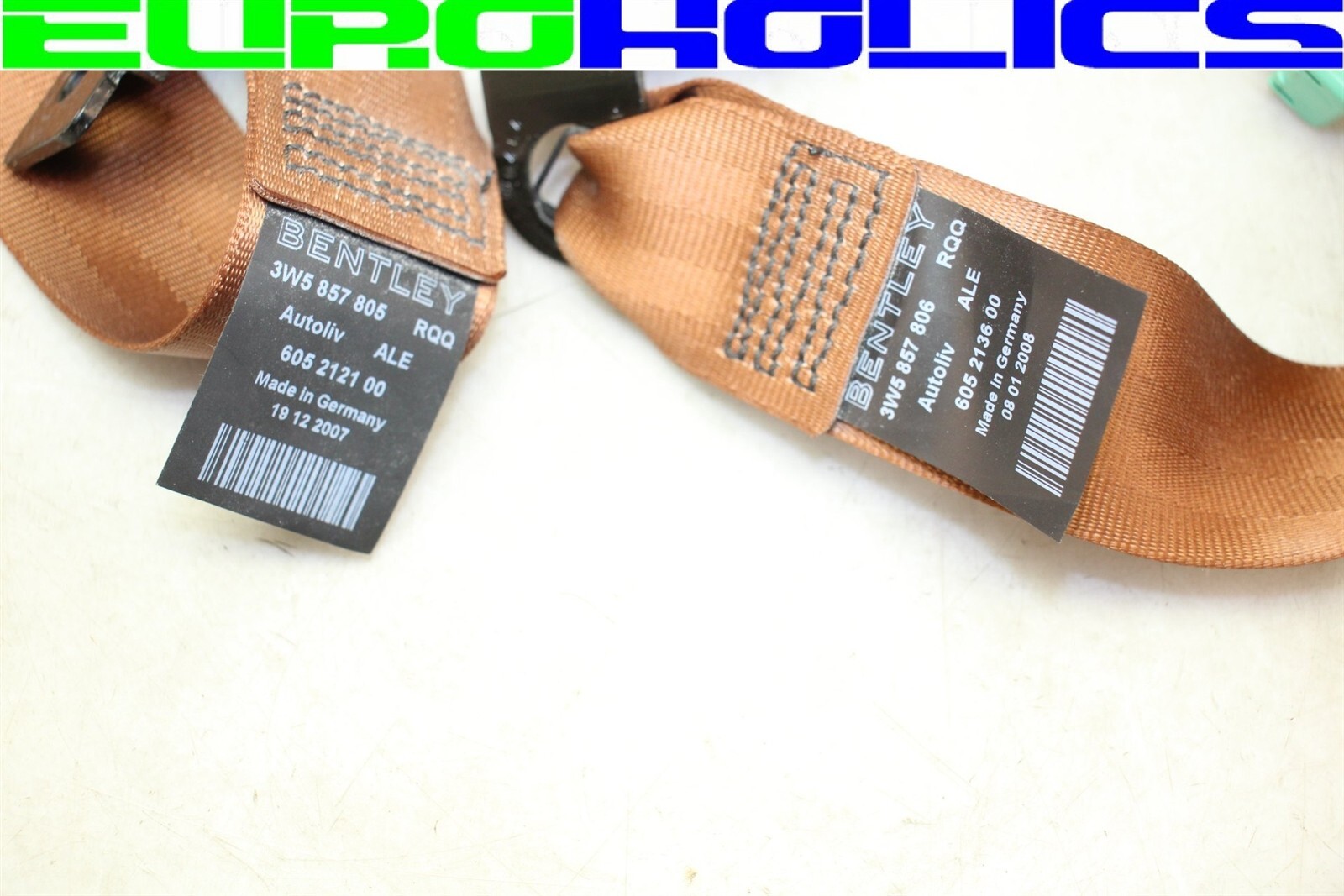 SET 3 Bentley Continental Flying Spur 06-12 Rear Center Left Right Seat Belt BRN