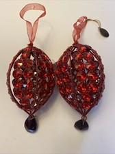 Katherine's Collection Red Jeweled Ornaments Set Of 2 New Retired