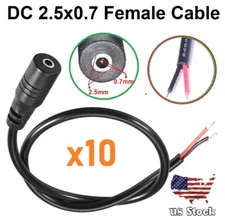10pcs DC Power Plug cable 2.5x0.7 mm Female Led light Monitor power output cable